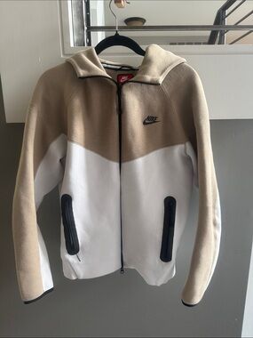 Nike Colorblock Zip Hoodie - Beige & White